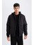 Slim Fit Dar Kesim Çıkarılabilir Kapüşonlu Fermuarlı Çift Cepli Mevsimlik Hafif Bomber Mont Ceket C5908AX24WN 11