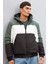 Slim Fit Dar Kesim Renk Bloklu Astarlı Kapüşonlu Fermuarlı Cepli Şişme Mont N4530AZ24AU 6