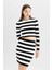 Coool Slim Fit Dar Kesim Beli Lastikli Çizgili Mini Triko Etek C7128AX24WN 9