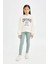 Kız Çocuk 2'li Takım Kapüşonlu Baskılı Sweatshirt Beli Lastikli Fitilli Kaşkorse Tayt D0730A824AU 6