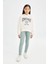 Kız Çocuk 2'li Takım Kapüşonlu Baskılı Sweatshirt Beli Lastikli Fitilli Kaşkorse Tayt D0730A824AU 7