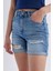 Boyfriend Yüksek Bel Katlamalı Paça Jean Şort C2469AX24SM 11