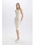 Bodycon Halter Yaka Fitilli Kaşkorse Kolsuz Midi Elbise U8106AZ24SM 8