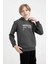 Erkek Çocuk Cepli Yazı Baskılı Kapüşonlu Okul Sweatshirt C7567A824WN 10