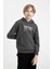 Erkek Çocuk Cepli Yazı Baskılı Kapüşonlu Okul Sweatshirt C7567A824WN 12