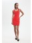 Coool Bodycon Vücudu Saran Basic Düz Fitilli Kaşkorse Kolsuz Mini Kırmızı Elbise A0732AX24SM 9