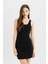 Coool Bodycon Vücudu Saran Basic Düz Fitilli Kaşkorse Kolsuz Mini Elbise A0732AX24SM 11