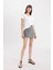Yüksek Bel Mini Jean Şort Etek C0695AX24SM 11