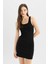Coool Bodycon Vücudu Saran Basic Düz Fitilli Kaşkorse Kolsuz Mini Elbise A0732AX24SM 13