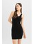 Coool Bodycon Vücudu Saran Basic Düz Fitilli Kaşkorse Kolsuz Mini Elbise A0732AX24SM 14