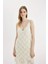 V Yaka Kroşe Beyaz Askılı Midi Triko Elbise C9078AX24SM 12