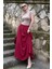 Bordo Vual Kumaş Basic Kadın Uzun Boy Kadın Etek MG2366 4
