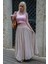 Bej Vual Kumaş Basic Kadın Uzun Boy Kadın Etek MG2366 4