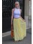 Açık Sarı Vual Kumaş Basic Kadın Uzun Boy Kadın Etek MG2366 4
