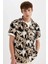 Regular Fit Yazlık Hawaii Baskılı Pamuklu Kısa Kollu Gömlek C7667AX24SM 6
