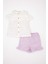 Kız Bebek 2'li Takım Flamlı Poplin Kolsuz Fırfırlı Bluz Şort C9522A524SM 6