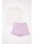 Kız Bebek 2'li Takım Flamlı Poplin Kolsuz Fırfırlı Bluz Şort C9522A524SM 10