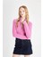 Crop Basic Düz Fermuarlı Dik Yaka Triko Hırka C6298AX24WN 8