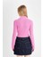 Crop Basic Düz Fermuarlı Dik Yaka Triko Hırka C6298AX24WN 11