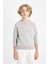Erkek Çocuk Gri Bisiklet Yaka Pamuklu Basic Düz Okul Sweatshirt A4246A824AU 8