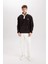 Boxy Fit Çıtçıtlı Dik Yaka Nakışlı Polar Sweatshirt D2029AX24WN 8