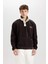 Boxy Fit Çıtçıtlı Dik Yaka Nakışlı Polar Sweatshirt D2029AX24WN 9