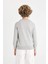 Erkek Çocuk Gri Bisiklet Yaka Pamuklu Basic Düz Okul Sweatshirt A4246A824AU 11