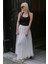 Beyaz Vual Kumaş Basic Kadın Uzun Boy Kadın Etek MG2366 4