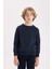Erkek Çocuk Lacivert Bisiklet Yaka Pamuklu Basic Düz Okul Sweatshirt A4246A824AU 6