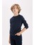 Erkek Çocuk Lacivert Bisiklet Yaka Pamuklu Basic Düz Okul Sweatshirt A4246A824AU 8