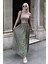 Yeşil Vual Kumaş Basic Kadın Uzun Boy Kadın Etek MG2366 2