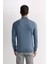 Mavi Standart Fit Normal Kesim Yarım Balıkçı Yarım Fermuarlı Triko Kazak D0624AX24AU 12