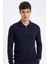 Lacivert Standart Fit Normal Kesim Fermuarlı Polo Yaka Triko Kazak D0621AX24AU 7