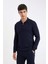 Lacivert Standart Fit Normal Kesim Fermuarlı Polo Yaka Triko Kazak D0621AX24AU 9