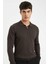 Kahverengi Standart Fit Normal Kesim Fermuarlı Polo Yaka Triko Kazak D0621AX24AU 6