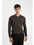 Kahverengi Standart Fit Normal Kesim Fermuarlı Polo Yaka Triko Kazak D0621AX24AU 8