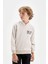 Erkek Çocuk Bej Kapüşonlu Baskılı Okul Sweatshirt C7557A824AU 10