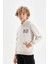 Erkek Çocuk Bej Kapüşonlu Baskılı Okul Sweatshirt C7557A824AU 13