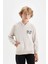 Erkek Çocuk Bej Kapüşonlu Baskılı Okul Sweatshirt C7557A824AU 12