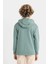 Erkek Çocuk Yeşil Yazı Baskılı Cepli Kapüşonlu Okul Sweatshirt C7558A824AU 10