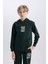 Erkek Çocuk Cepli Yazı Baskılı Kapüşonlu Okul Sweatshirt C7567A824WN 12