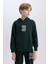 Erkek Çocuk Cepli Yazı Baskılı Kapüşonlu Okul Sweatshirt C7567A824WN 13