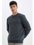 Regular Fit Bisiklet Yaka Kalın Basic Düz Sweatshirt T3777AZ24AU 6