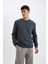 Regular Fit Bisiklet Yaka Kalın Basic Düz Sweatshirt T3777AZ24AU 8
