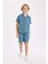 Erkek Çocuk Oversize Geniş Kalıp Polo Yaka Müslin Kısa Kollu Gömlek W3239A624HS 7