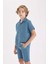 Erkek Çocuk Oversize Geniş Kalıp Polo Yaka Müslin Kısa Kollu Gömlek W3239A624HS 8