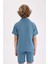 Erkek Çocuk Oversize Geniş Kalıp Polo Yaka Müslin Kısa Kollu Gömlek W3239A624HS 10