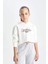 Kız Çocuk Oversize Geniş Kalıp Crop Kapüşonlu Baskılı Sweatshirt D0314A824AU 7