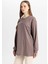 Regular Fit Bisiklet Yaka Baskılı Sweatshirt Tunik D0391Ax24Au 8