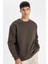 Oversize Geniş Kalıp Bisiklet Yaka Kalın Basic Düz Sweatshirt 7